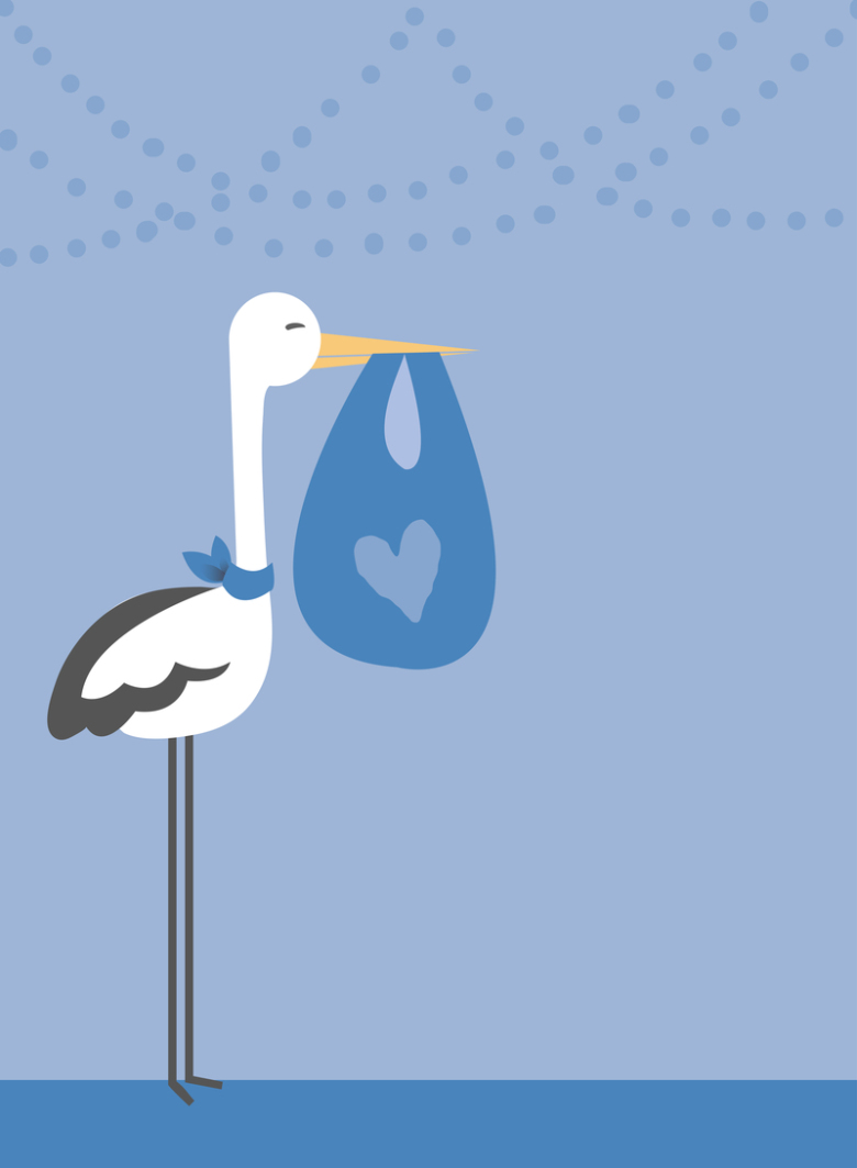 仙鹤送子行囊蓝色背景素材