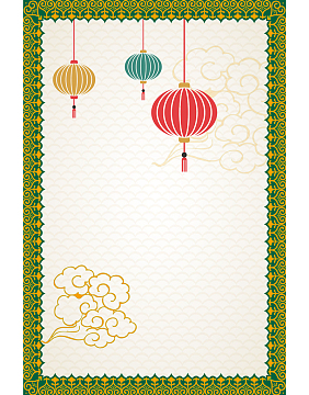 中国风灯笼简约边框平面广告