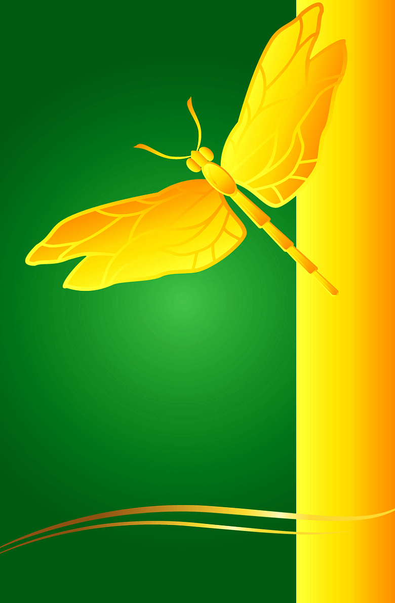 金色质感蜻蜓绿色海报背景