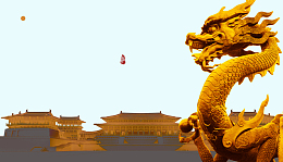 中国风龙雕塑海报背景素材