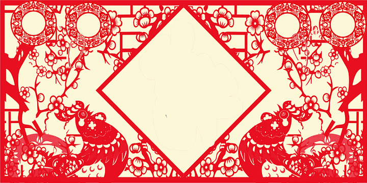 中国风红色鸡年剪纸春节背景素材