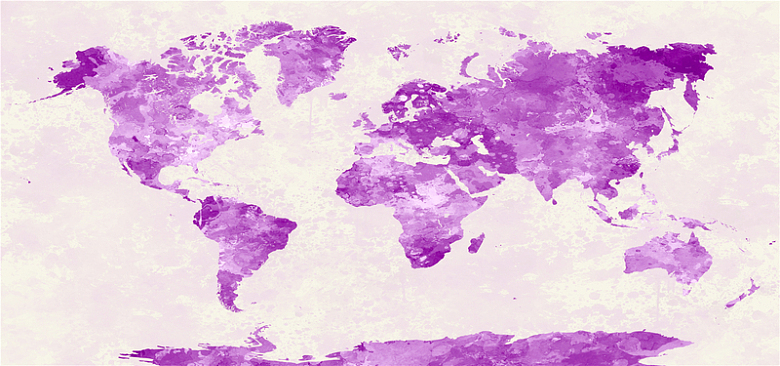 紫色水彩世界地图海报背景