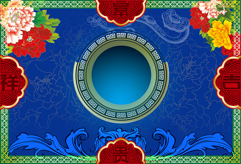 中国风吉祥富贵传统牡丹花背景素材