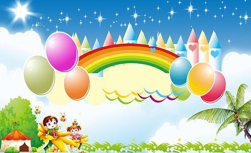 庆祝可爱儿童节海报(3280x2000)psdpng清新绿色红色小花海报背景素材