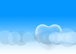 漂浮的云蓝色爱心背景素材