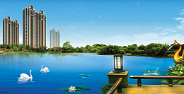 高端大气湖景花园洋房海报