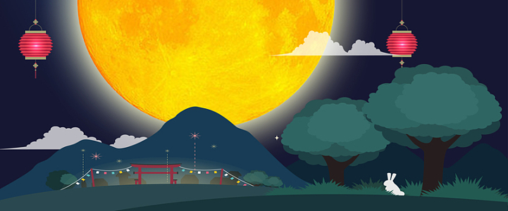 中秋节扁平促销banner