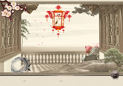中国风古色古香的古典建筑背景素材