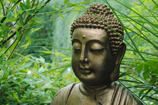 竹林佛像金色佛像背景