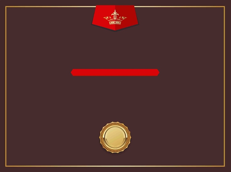 欧式授权书证书金色徽章古典边框红色海报