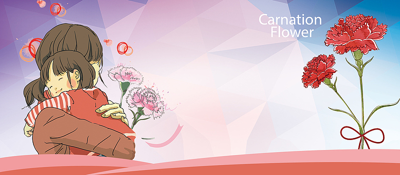 粉色手绘康乃馨母亲节banner海报背景
