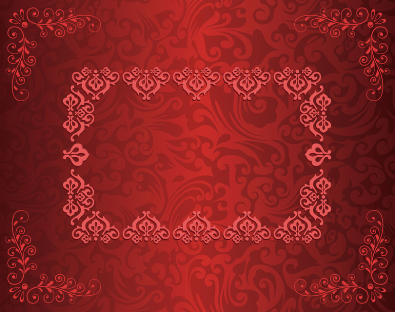 矢量红色欧式花纹背景