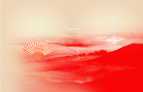 红色中国山川背景素材