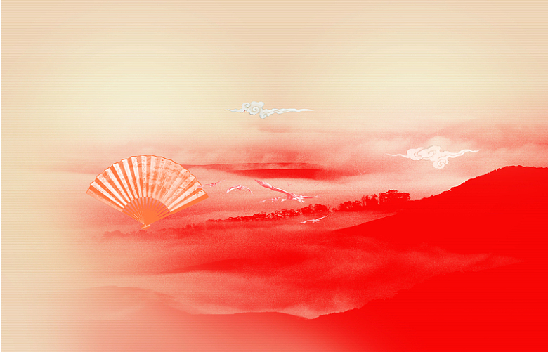 红色中国山川背景素材