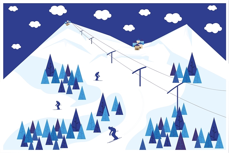 滑雪度假矢量海报背景模板