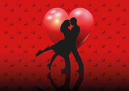 中国风情人节情侣拥抱红色背景素材