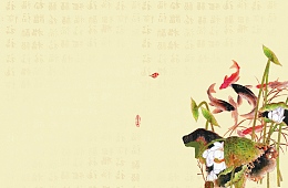 中国风水墨莲花与锦鲤背景素材