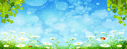 春天踏青蓝色唯美主题背景banner