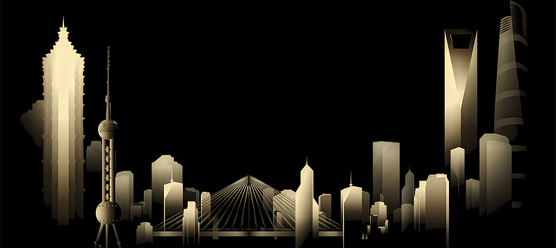 城市建筑大气剪影黑色bannerpsdjpg城市水墨灯光白色背景psdjpg城市