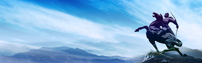 蓝色雕塑远山banner背景