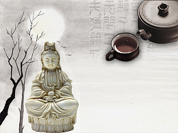 禅意观音茶叶背景