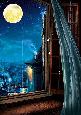 蓝色大气中秋望月背景素材