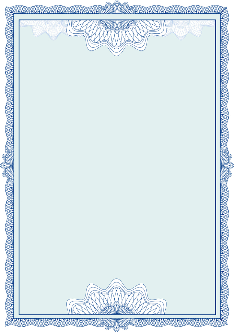 欧式简约蓝色证书花边背景素材