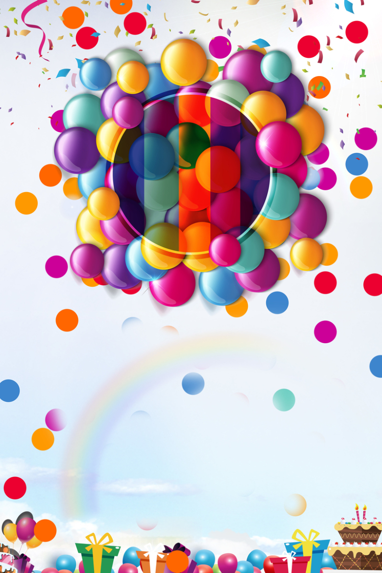 缤纷彩球欢乐生日聚会海报背景素材