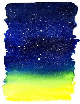 蓝黄渐变水墨星空背景素材