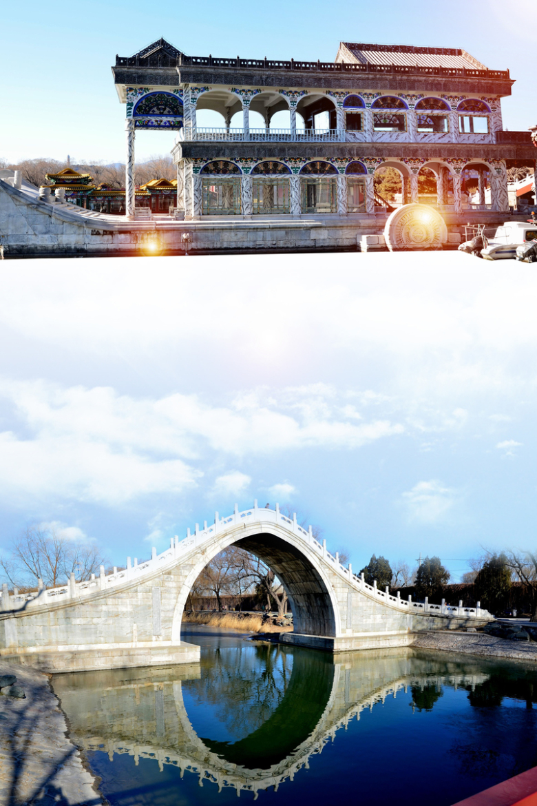 颐和园古老文化旅游宣传海报背景素材