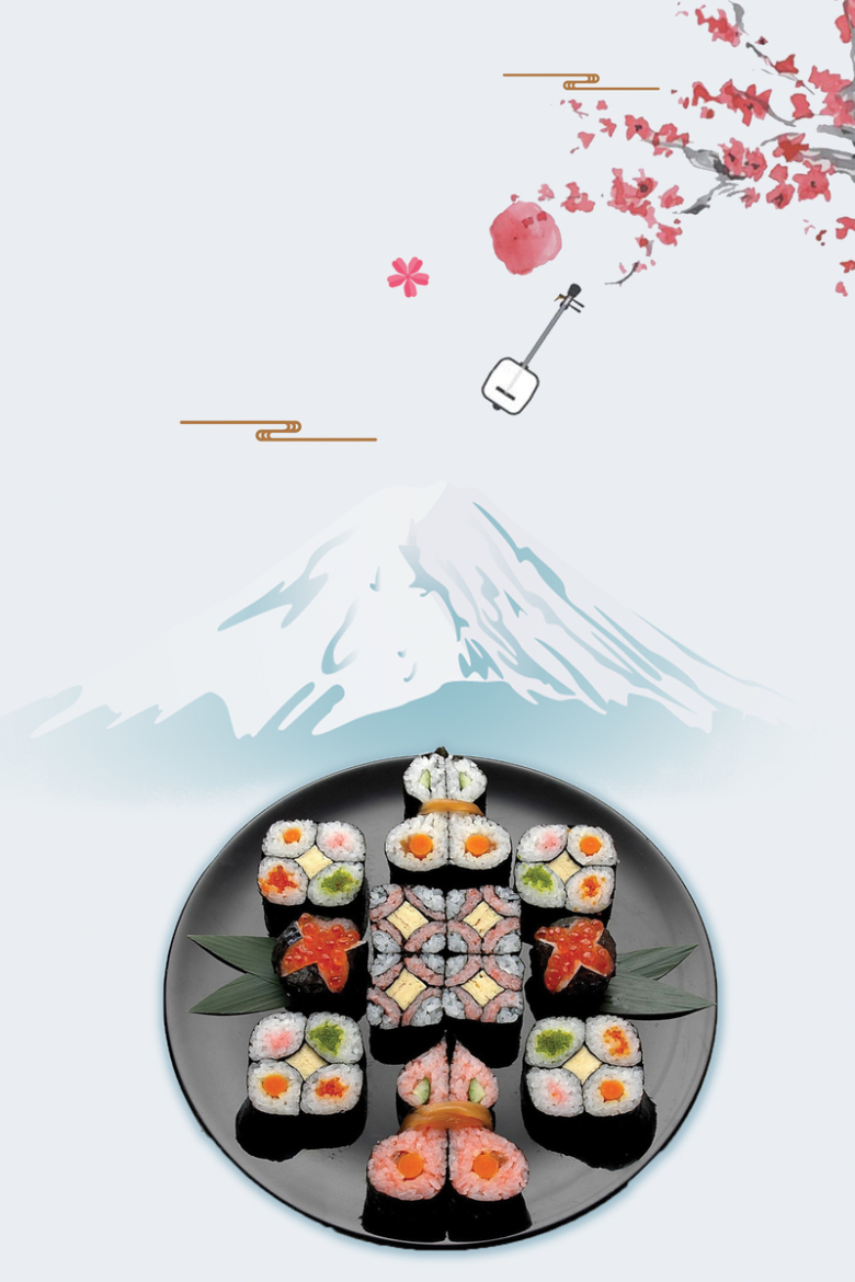 简约寿司日本料理美食海报背景素材