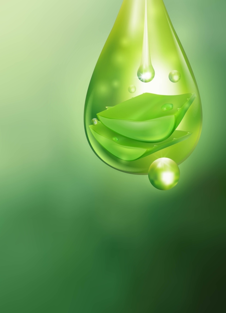 矢量水滴绿色芦荟护肤美容背景