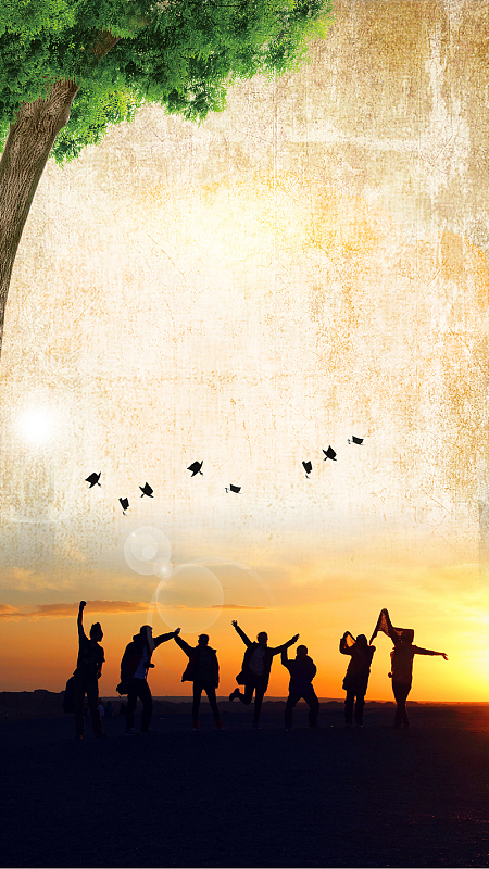 青春毕业季海报h5背景psd分层下载