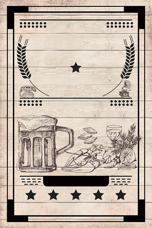 复古风格啤酒海报psd分层背景