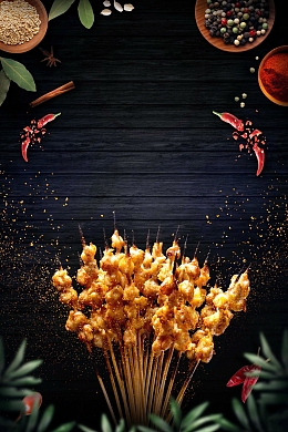 中国美食请你撸串PSD分层