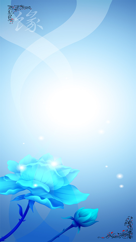 蓝色荷花psd分层h5背景素