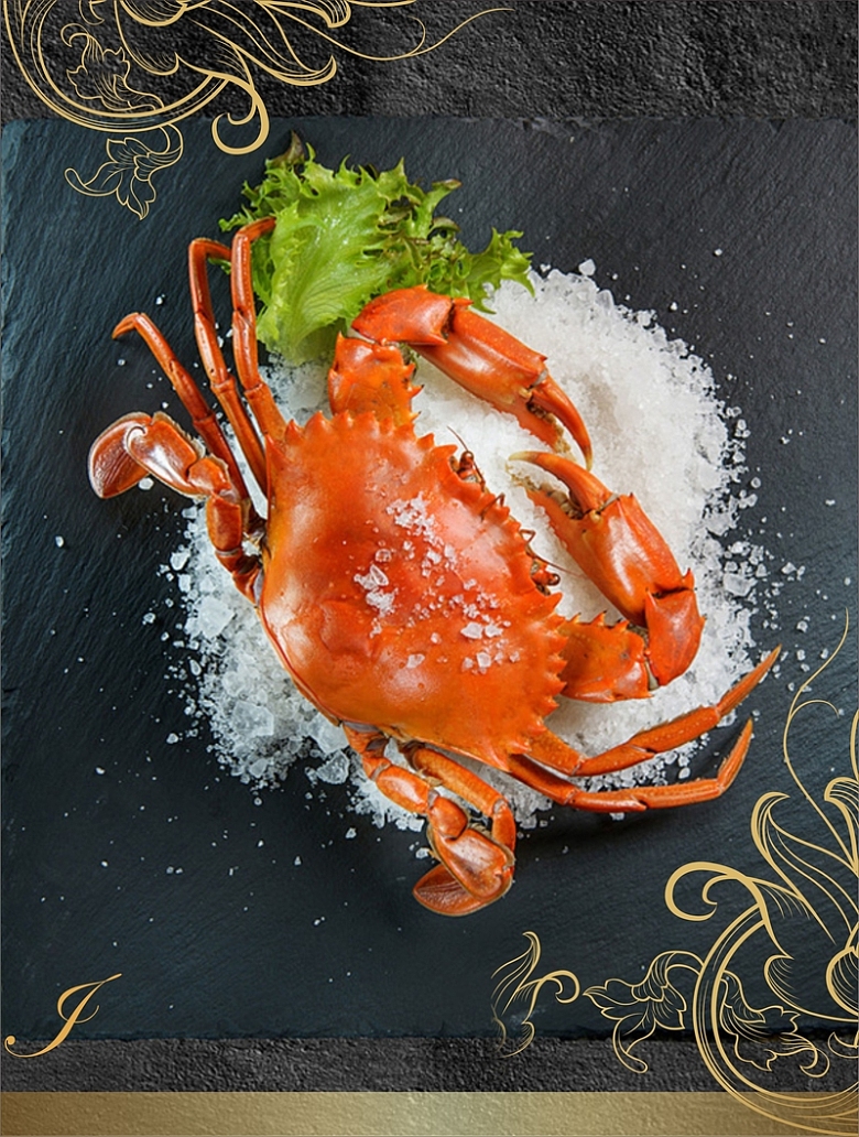 海鲜螃蟹美食cdr海报背景模板