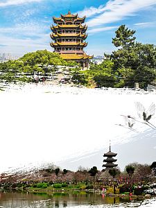 黄鹤楼风景区旅游海报背景