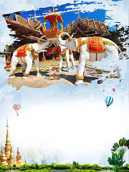 云南西双版纳旅游风景宣传海报背景素材