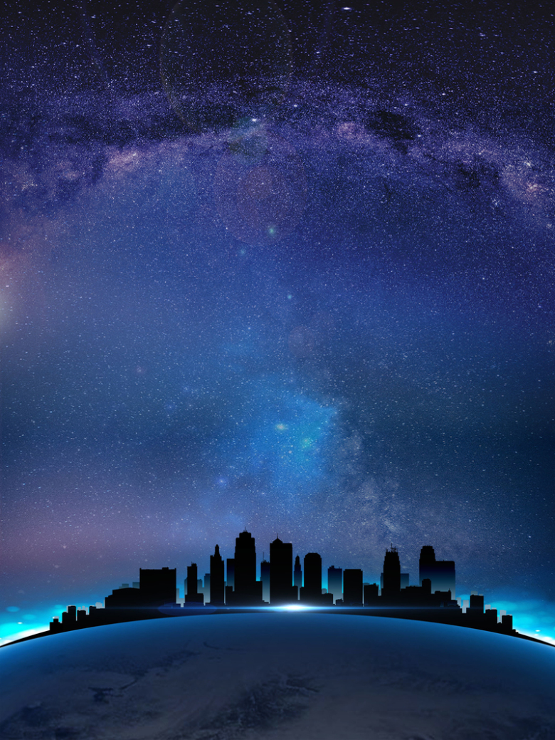 唯美星空地球一小时公益海报psd免抠素材免费下载_觅元素51yuansu.com