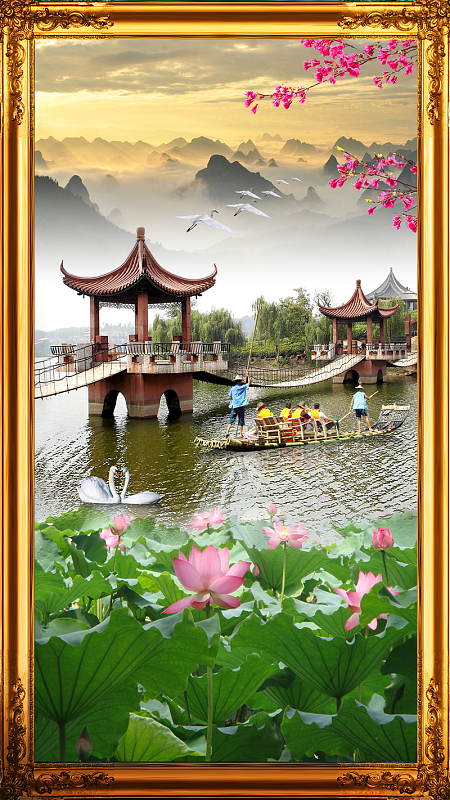 金边画框风景H5背景素材