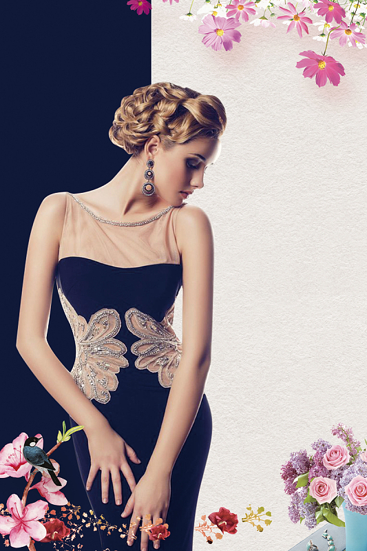 拼色时尚韩式定妆海报背景素材