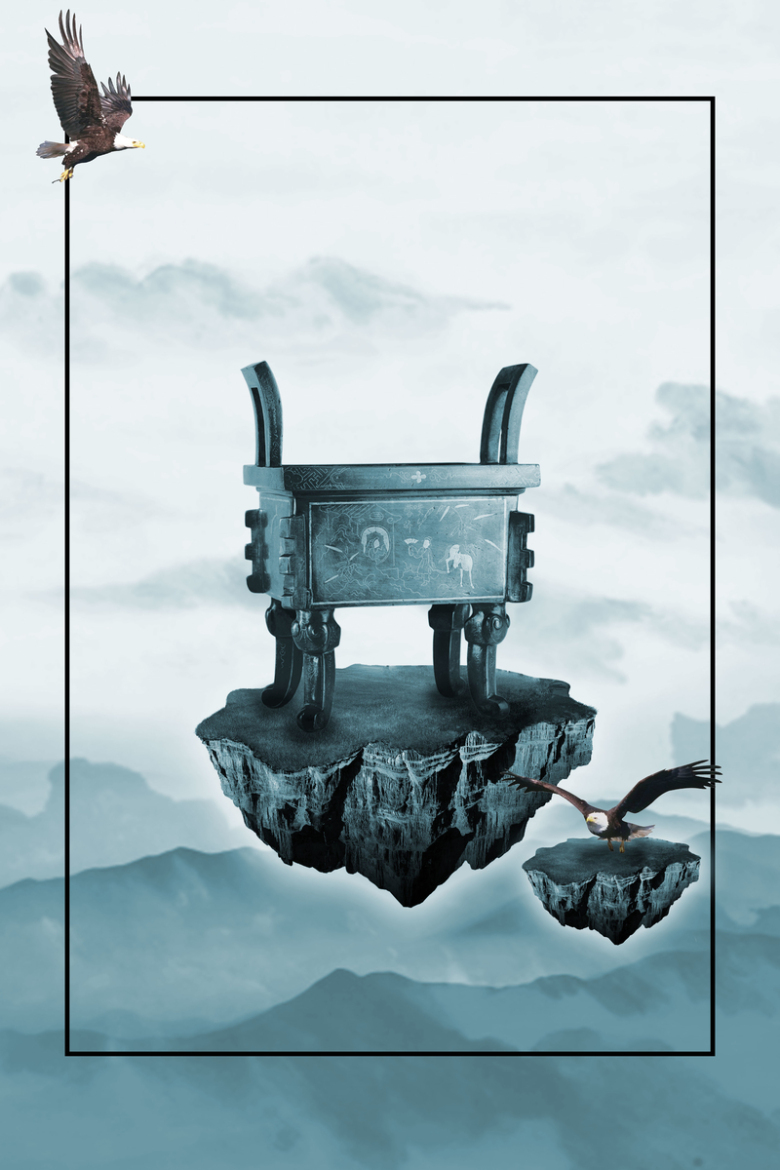 中国风大鼎企业文化海报背景