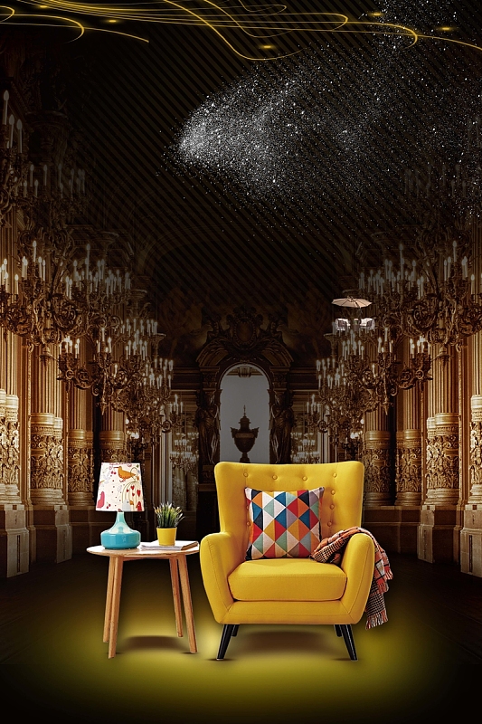 黑色创意大气家具海报背景