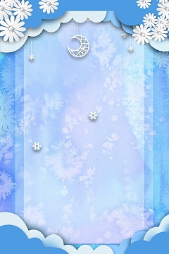 蓝色卡通冬天冬季节气大雪广告