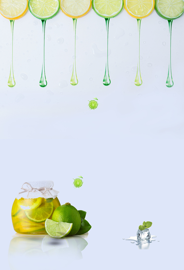 简约文艺柠檬汁清凉一夏海报背景素材