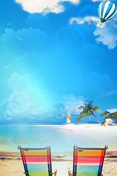 夏季沙滩泳海边旅游休闲海报