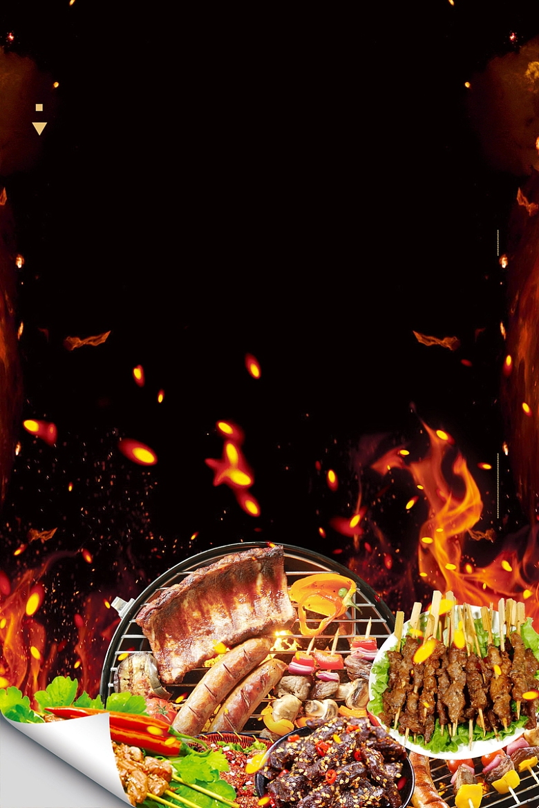 美食烧烤撸串大排档背景模板