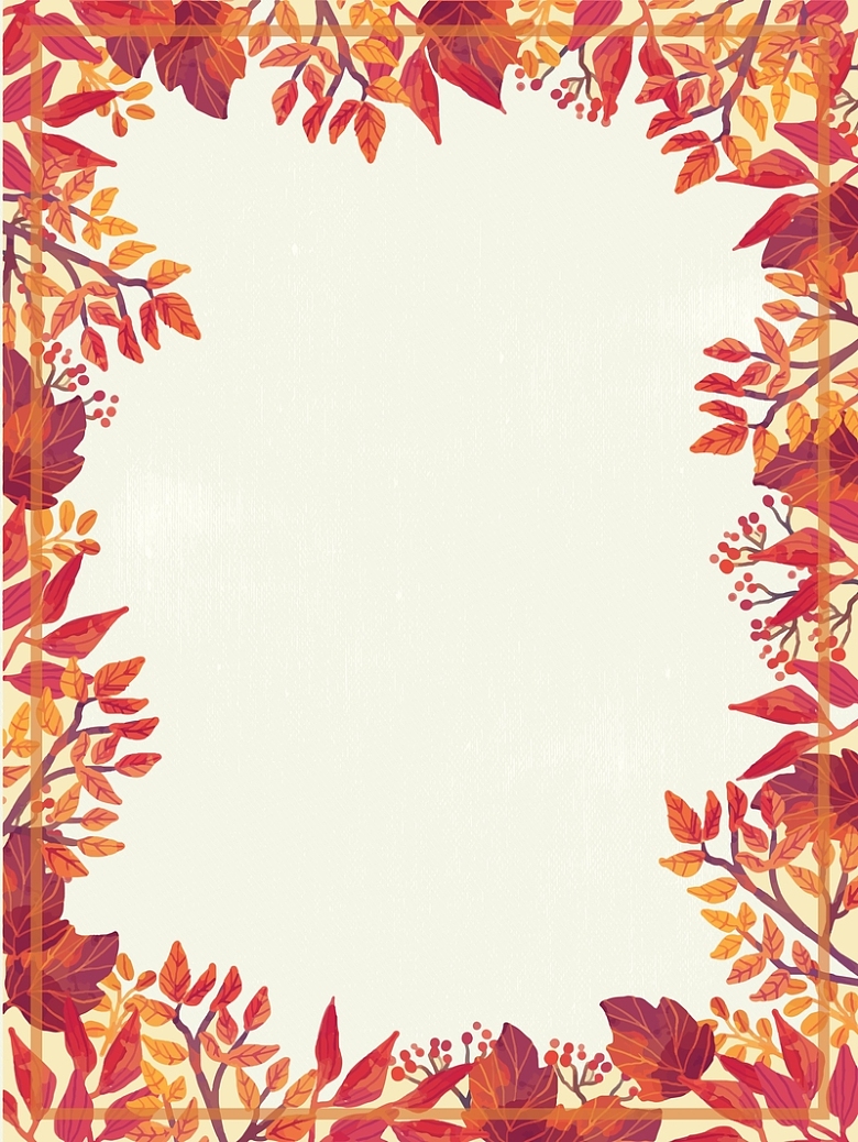 矢量秋季秋天枫叶手绘边框背景