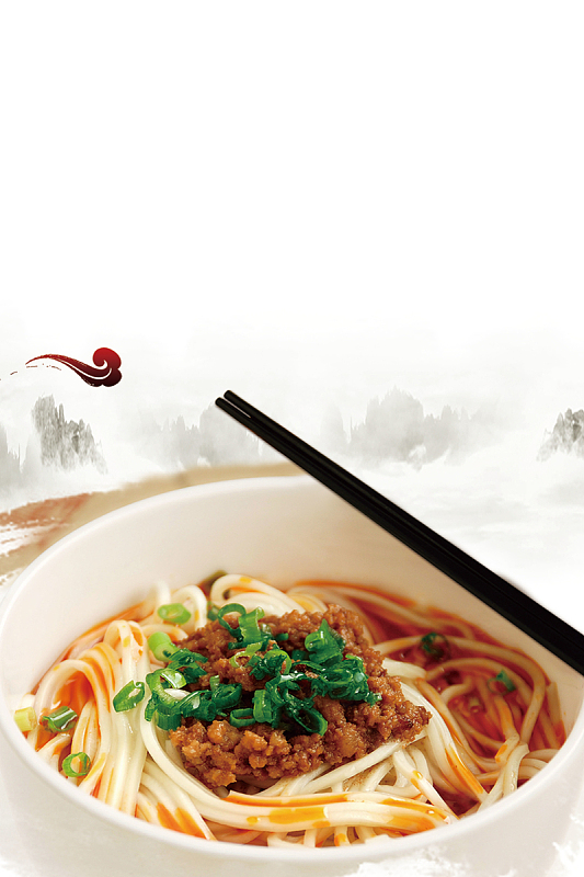 psdjpg大骨砂锅米线美食宣传海报背景模板psdjpg中国风线描人物美味
